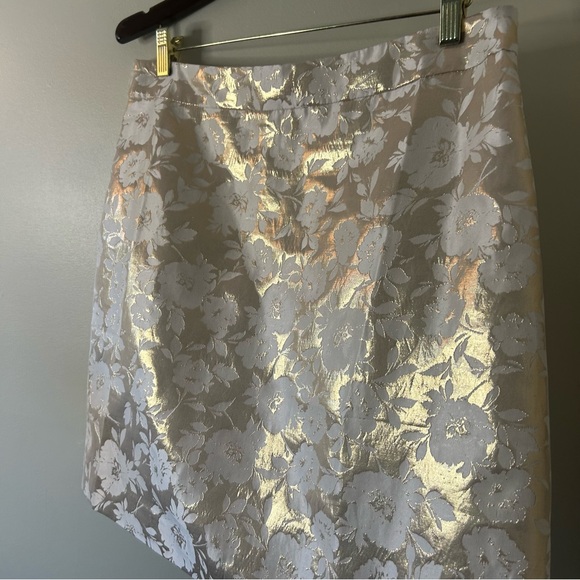 J. Crew beautiful floral metallic gold & cream skirt, women’s sz 12, GUC - Picture 7 of 11